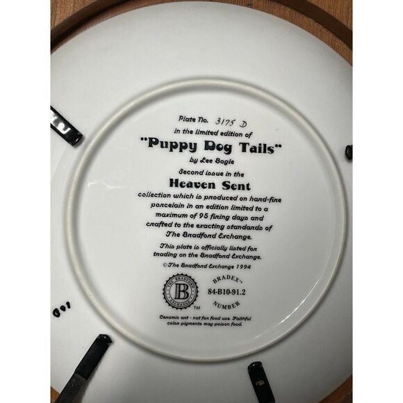 Puppy Dog Tails Plate By Lee Bogle, Heaven Scent Collection 1994 Bradford Exchan - Picture 3 of 3